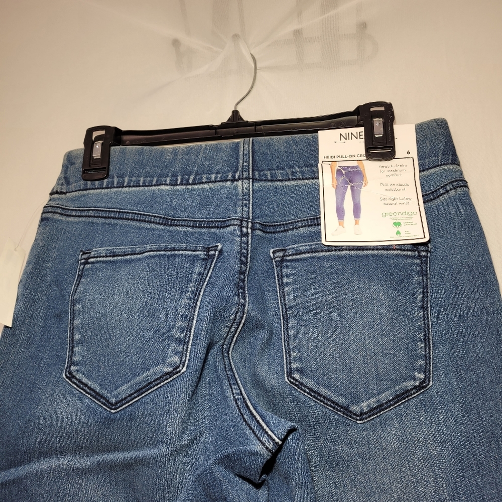 NINE WEST Heidi Pull-on Crop Blue Skinny Jeans Size 6 - Picture 4 of 9